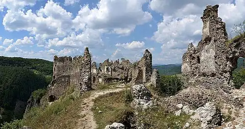 Šášovské castle (Slovakia) was built in the 13th century and is now a ruin.