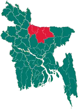 Map of Bangladesh showing Mymensingh Division