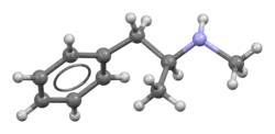 A 3d image of the dextro-methamphetamine compound