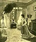 A 1904 advertisement showing how to use a fire extinguisher