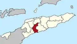 Map of East Timor highlighting Ainaro Municipality