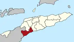 Map of East Timor highlighting Cova Lima Municipality