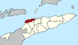 Map of East Timor highlighting Liquiçá Municipality