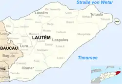 Map of East Timor highlighting Lautém Municipality