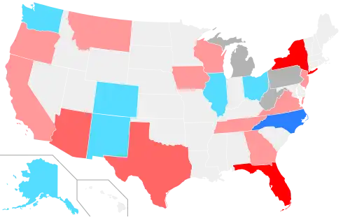 Net changes to U.S. House seats after the 2022 elections&nbsp;&nbsp;&nbsp;&nbsp;&nbsp;+1 Dem House seat &nbsp;&nbsp;&nbsp;&nbsp;&nbsp;+2 Dem House seats&nbsp;&nbsp;&nbsp;&nbsp;&nbsp;+1 Rep House seat &nbsp;&nbsp;&nbsp;&nbsp;&nbsp;+2 Rep House seats&nbsp;&nbsp;&nbsp;&nbsp;&nbsp;+3–4 Rep House seats&nbsp;&nbsp;&nbsp;&nbsp;&nbsp;Republicans lost 1 seat due to reapportionment