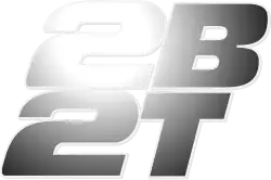 The 2b2t logo with "2B" on one line and "2T" below it in large silver letters