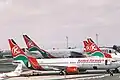 Kenya Airways airplanes at its main hub.