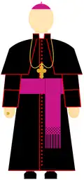 Bishop(Often with pellegrina.)(Also worn by Protonotaries Apostolic and Honorary Prelates, but withoutpellegrina and zucchetto.)