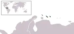 Location of &nbsp;ABC islands (Leeward Antilles)&nbsp;&nbsp;(dark green)