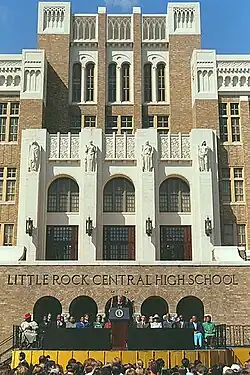 40th anniversary celebration of de-segregation at Little Rock High, led by President Bill Clinton