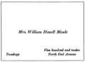 A visiting card showing and address and the day that visitors are welcome to visit the card holder