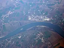 Aerial view of Melara (with Po river).