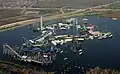 An aerial view of the park flooded with water two weeks after Hurricane Katrina