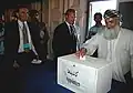 An Afghan man votes
