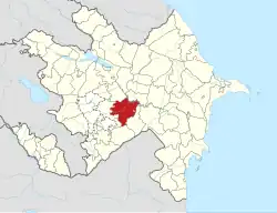 Map of Azerbaijan showing Aghjabadi District