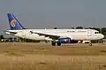 An EgyptAir Airbus A320 at Frankfurt Airport.