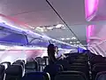 The cabin of a Virgin America Airbus A320.
