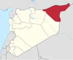 Map of Syria with Al-Hasakah highlighted