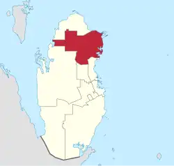 Map of Qatar with Al Khor highlighted