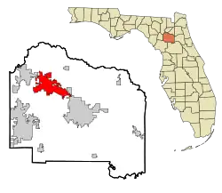 Location of Alachua in Alachua County, Florida.