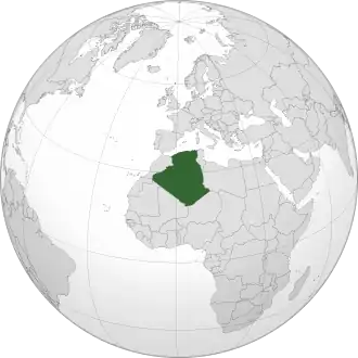 Location of &nbsp;Algeria&nbsp;&nbsp;(dark green)