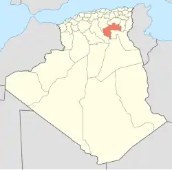 Map of Algeria highlighting Biskra