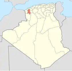 Map of Algeria highlighting Sidi Bel Abbès