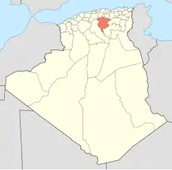 Map of Algeria highlighting M'Sila