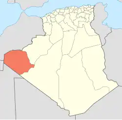 Map of Algeria highlighting Tindouf