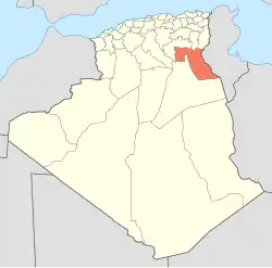 Map of Algeria highlighting El Oued