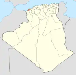 Map of Algeria highlighting Aïn Témouchent