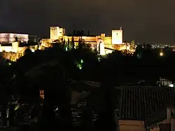 Alhambra illuminated at night