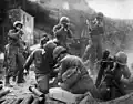 American mortar crew fighting near the Rhine, 1945.
