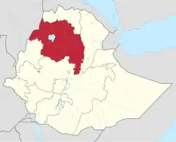 Map of Ethiopia showing Amhara Region