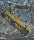 Early airplanes in a battle in France