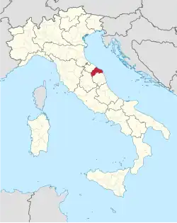 Map with the province of Ancona in Italy