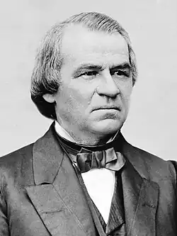 Black-and-white photographic portrait of Andrew Johnson