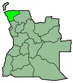 Map of Angola with the province highlighted