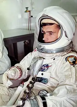 Space suit -Apollo 204 Spacecraft. NASA Kennedy Space Center Image.  An image picturing the upper body of an astronaut.