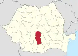 Location of Argeș County in Romania