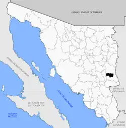 Location of the municipality in Sonora