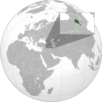 Location of Armenia (green)