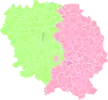 Arrondissements since March 2017: Aubusson (rose), Guéret (green)