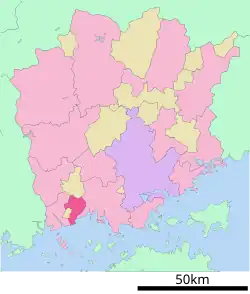 Location of Asakuchi in  Okayama Prefecture