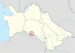 Location of Ashgabat in Turkmenistan
