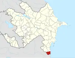 Map of Azerbaijan showing Astara Raion