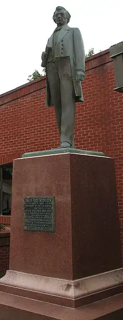 Statue of "President for a Day" David Rice Atchison at the Clinton County Courthouse.