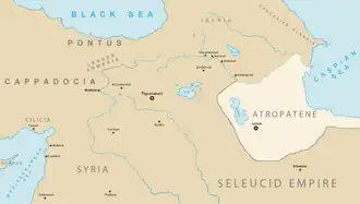 Map of Media Atropatene and neighboring countries in 1st century BC