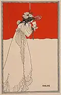 The English graphic artist Aubrey Beardsley  illustrated periodicals. Clearly art nouveau, with elegant and flowing lines; and splendid elongated figures. Beardsley suggested vice and moral corruption, where Lautrec simply showed people.