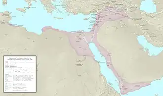 Ayyubids (in pink) at the death of Saladin in 1193